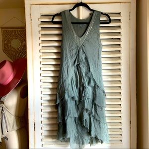 Spanish boutique sage flowy dress